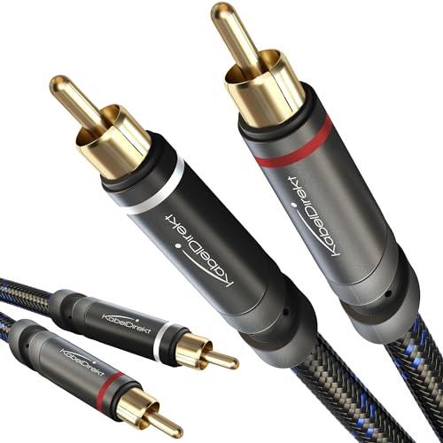 RCA/Phono Cable, 2×2 Plugs – 7,5m – Stereo Audio Cable, Nylon Braided, Break-Proof Metal Plugs, Flawless Sound (coaxial Cable, subwoofer/amp/HiFi/Home Cinema/Blu-ray, Analog & Digital) by CableDirect
