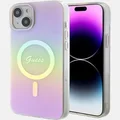 Guess Script Case with MagSafe for iPhone 15, Iridescent Pink