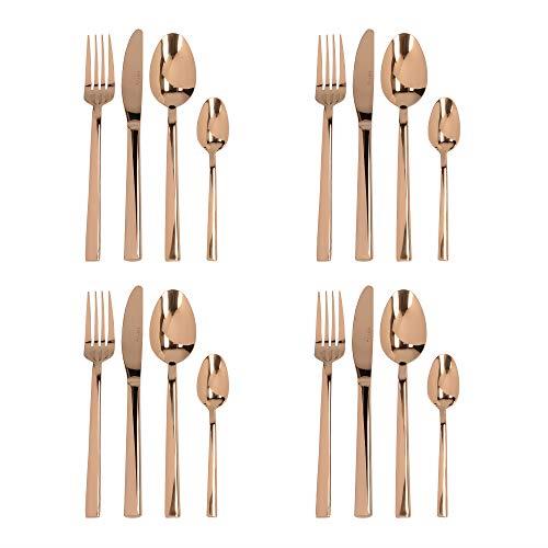 MIKASA Diseno Copper Cutlery Set, Stainless Steel, 16 Pieces, Service for 4