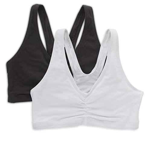 Hanes Women's Comfort-Blend Flex Fit Pullover Bra (Pack of 2),Black/White,X-Large