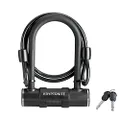 Kryptonite Bike U-Lock with Braided Steel Cable, High Security Anti-Theft Bicycle U Lock, 12mm Shackle and 8mm x4ft Length Security Cable with Keys for Scooter Road Mountain Bikes,Black