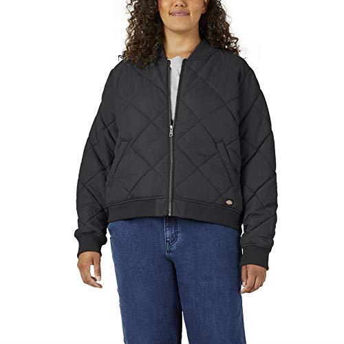 Dickies Women's Plus Quilted Bomber Jacket, Black, 1X