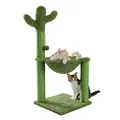 PAWZ Road Cat Scratching Post Cactus Cat Tree with Hammock Play Tower, Full Wrapped Sisal Rope Covered for Kitten 93.5cm