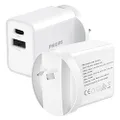 Philips USB C Wall Charger 20W 30W Dual Port Type C Charger Fast Charging Block, USB C Wall Plug Adapter for MacBook Air/iPhone Samsung iPad (20W Wall Plug)