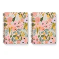 RIFLE PAPER CO. Garden Party Spiral Notebook Bundle Set of 2 Notebooks, 64 Ruled Pages with Gold Ink, Canvas Paper Cover with White Text Paper Interior