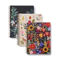 RIFLE PAPER CO. Peacock, Curio & Blossom Spiral Notebook Set of 3 Notebooks, 64 Ruled Pages with Gold Ink, Canvas Paper Cover with White Text Paper Interior