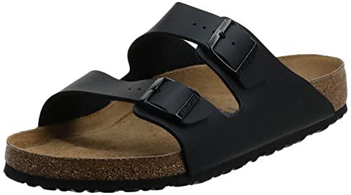 Birkenstock Unisex's Arizona Smooth Leather Sandals, Schwarz, 9 US