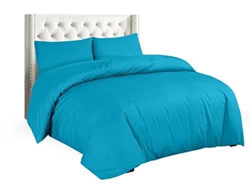 (King, Teal) - Plain Duvet Cover with Pillow Cases Non Iron Percale Quilt Cover Bedding Bedroom Set (King, Teal)