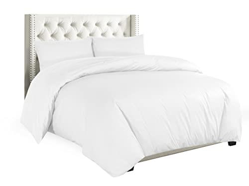 (Super King, White) - Plain Duvet Cover with Pillow Cases Non Iron Percale Quilt Cover Bedding Bedroom Set (Super King, White)