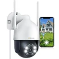 Jennov 2K Outdoor WiFi Surveillance Camera, 3MP PTZ IP Surveillance Camera with Electric, 360° View, Motion Detection, 24/7 Recording, Color Night Vision, Light and Sound Alarm