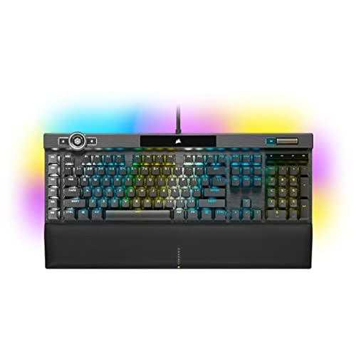 Corsair K100 RGB Mechanical Gaming Keyboard (Cherry MX Speed Keyswitches: Linear and Rapid, Leatherette Palm Rest, PBT Double-Shot Keycaps, Elgato Stream Deck Integration) QWERTY, Black