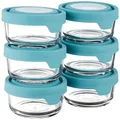 Anchor Hocking TrueSeal Glass Food Storage Containers with Airtight Lids, 2-Cup, Mineral Blue, Pack of 6