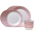 Corelle Everyday Expressions | 12 Piece Dinnerware Set, Service for 4 | Graphic Stitch Designed 10.5” Dinner Plates, 7.5” Salad Plates, and 18 Oz Bowls | Easy to Clean Plates and Bowls Sets