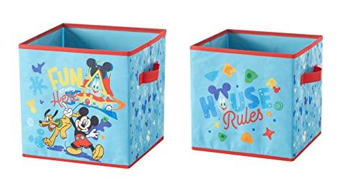 Idea Nuova Disney Mickey Mouse Set of Two Spacious Collpasible Storage Cubes, 10"x10", Mickey Mouse / Blue