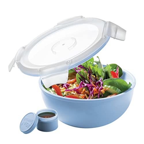 Smash 1 Litre Salad Bowl with Dressing Pot, Light Blue