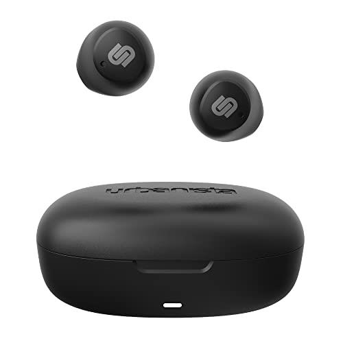 Urbanista Lisbon True Wireless Earbuds, Bluetooth 5.2 Earphones, Small In Ear Headphones, 27 Hr Playtime Touch Control Ear Buds with GoFit Wing for Sports & Gym, USB C Charging Case, Midnight Black