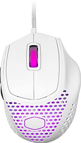 Cooler Master MM720 RGB-LED Claw Grip Wired Gaming Mouse - Ultra Lightweight 49g Honeycomb Shell, 16000 DPI Optical Sensor, 70 Million Click Micro Switches, Smooth Glide PTFE Feet - Matte White