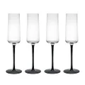 Mikasa Palermo Crystal Champagne Flutes| Elegant Black Stem Design | Lead-Free Crystal | Gift Boxed | Perfect for Weddings, Anniversaries, and Special Occasion | Set of 4 | 250ml Capacity