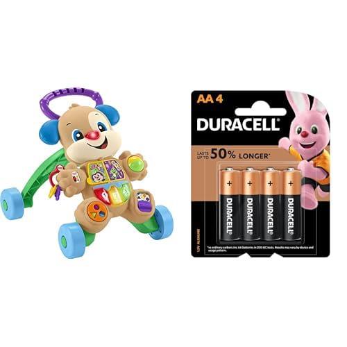 Fisher-Price Laugh & Learn Smart Stages Learn with Puppy Walker with Duracell Coppertop AA Battery (Pack of 4)