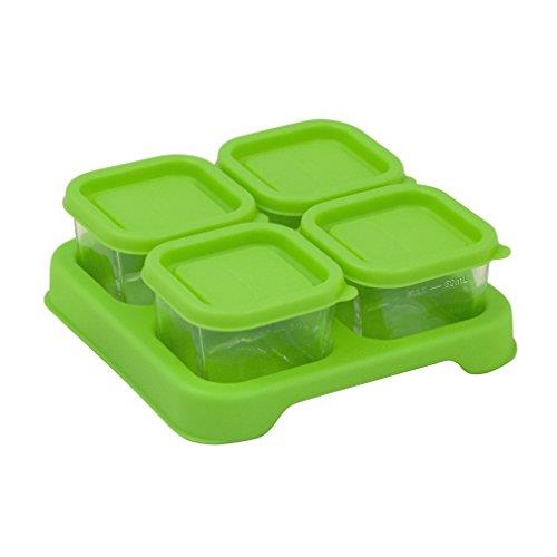 green sprouts Fresh Baby Food Glass Cube, 60 ml Capacity 4 Pieces, Green, 4 Count, 4 Count