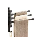 ELLO&ALLO Oil Rubbed Bronze Swing Out Towel Rack for Bathroom Holder Wall Mounted Towel Bars with Hook 3-Arm