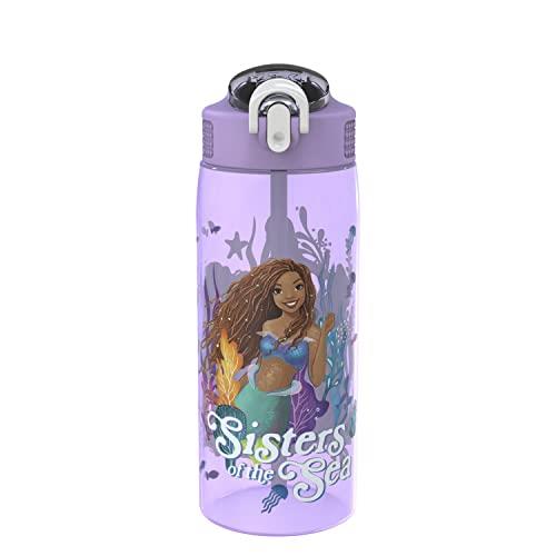 Zak Designs Disney The Little Mermaid Kids Water Bottle For School or Travel, 25oz Durable Plastic Water Bottle With Straw, Handle, and Leak-Proof, Pop-Up Spout Cover (Ariel, Sisters of the Sea)