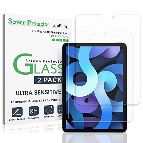 amFilm (2 Pack) Compatible with iPad Air 5/Air 4, iPad Pro 11 (11") Tempered Glass Screen Protector, Ultra Sensitive, Face ID & Apple Pencil Compatible
