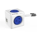 Allocacoc PowerCube Surge Protector with 4 Power Outlet and 2 USB Ports, 3 Meter Length, Blue
