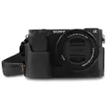 MegaGear Sony Alpha A6400 MegaGear MG1641 Ever Ready Genuine Leather Camera Half Case Compatible with Sony Alpha A6400 - Black Camera Case, Black (MG1641)