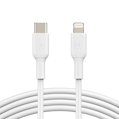 Belkin USB-C to Lightning Cable (iPhone Fast Charging Cable for iPhone 8 or Later) Boost Charge MFi-Certified iPhone USB-C Cable, White 1M, 3 feet (CAA003bt1MWH)