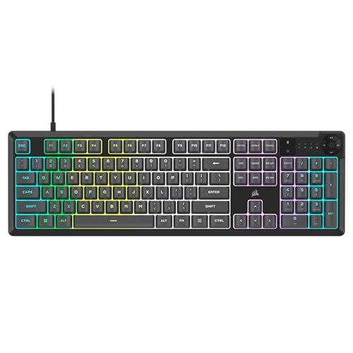 CORSAIR K55 CORE RGB Membrane Wired Gaming Keyboard – Quiet, Responsive Switches – Spill Resistance – Ten-Zone RGB – Media Keys – iCUE Compatible – QWERTY NA – PC, Mac – Grey