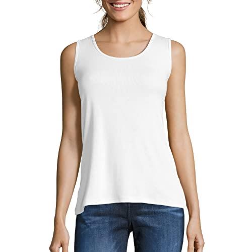 Hanes Women's Shirts, Women’s Mini-Ribbed Cotton Tank Tops, Women’s Sleeveless T-Shirts, Women’s Tanks, White- 1 Pack, Large