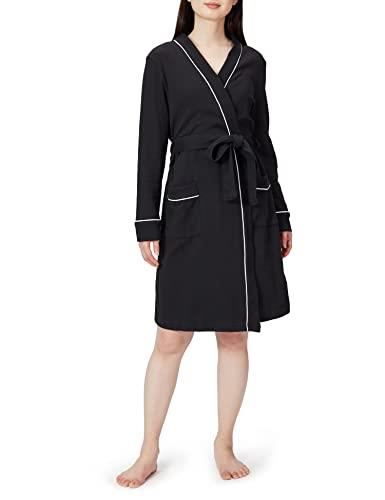 Amazon Essentials Women's Lightweight Waffle Mid-Length Robe (Available in Plus Size), Black, Medium