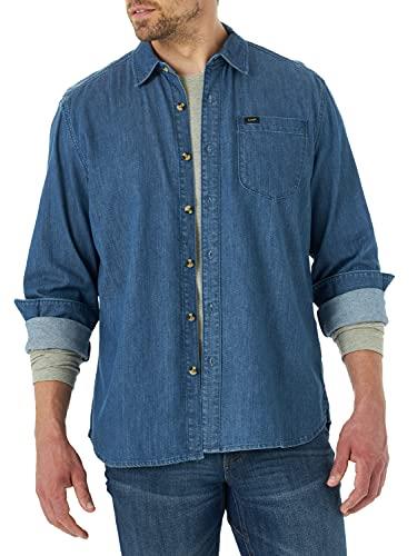 Lee Men's All Purpose Classic Fit Long Sleeve Shirt, Medium Light - Stretch Denim, Small