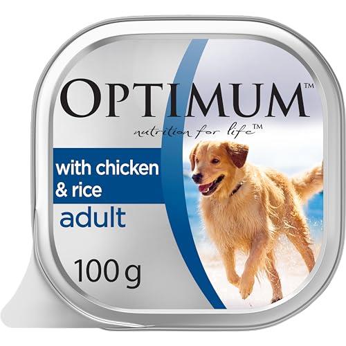 OPTIMUM DOG Chicken and Rice Adult Wet Dog Food Tray, 100g (Pack of 12)