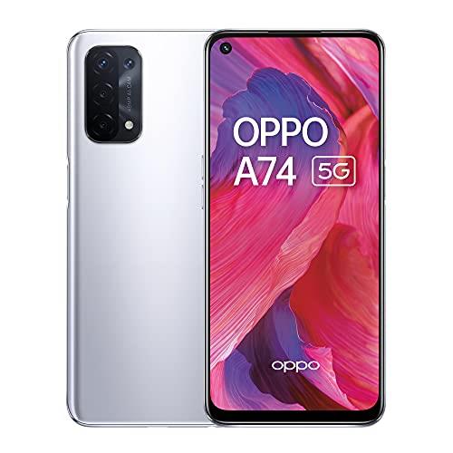 Oppo A74 5G Dual CPH2197 128GB 6GB RAM Factory Unlocked (GSM Only | No CDMA - not Compatible with Verizon/Sprint) International Version - Space Sliver