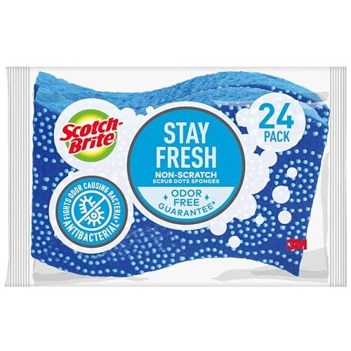 Scotch-Brite Scrub Dots Non-Scratch Scrub Sponge, Everyday Cleaning Power. Rinses Clean, 24 Scrub Sponges