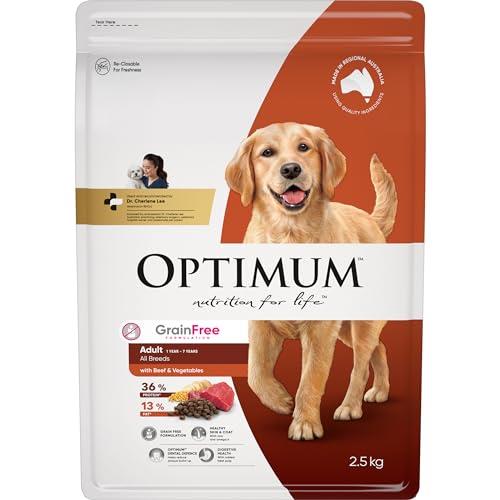 OPTIMUM Adult All Breed Dry Dog Food with Beef & Vegetables 2.7kg Bag, 4 Pack