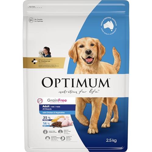 OPTIMUM Adult All Breeds Dry Dog Food with Chicken & Vegetables 2.5kg Bag, 4 Pack
