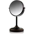 Ovente Tabletop Makeup Mirror, 7 Inch, Dual-Sided 1x/7x Magnification, Antique Bronze (MNLCT70ABZ1X7X)