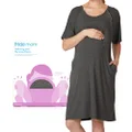 Frida Mom Labor and Delivery Gown by | Easy-Snap, Tagless, Skin-to-Skin Access for Nursing and Full Coverage in the Back