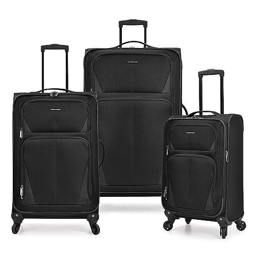 U.S. Traveler Aviron Bay Expandable Softside Luggage with Spinner Wheels, Black, Carry-on 22-Inch, Aviron Bay Expandable Softside Luggage with Spinner Wheels