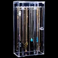 Acrylic Necklace Holder Stand,Clear Necklace Organizer with 24 Hooks,Dustproof Rotation Jewelry Storage Holder,Enclosed Long Necklaces Display Rack Pendant Bracelets Display Case Jewelry Display Box