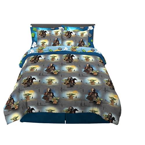 Franco Lego Star Wars Mandalorian Bedding Super Soft Comforter and Sheet Set with Sham, 7 Piece Full Size, by (Official Lego Product)