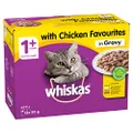 WHISKAS 1+ Years Wet Cat Food with Chicken Favourites in Gravy 12 x 85g, 5 Pack (60 Pouches)
