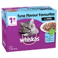WHISKAS 1+ Years Wet Cat Food Tuna Flavour Favourites in Jelly 12 x 85g, 5 Pack (60 Pouches)