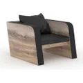 Modern Furniture Franco Pu Leather Single Seater Sofa, Warm Oak/Black