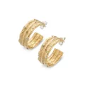 Palas Jewellery Women's Bamboo Sparkle Hoop Earrings, Gold