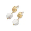 Palas Jewellery Women's Wide Hoop and Baroque Pearl Earrings, Gold/Pearl