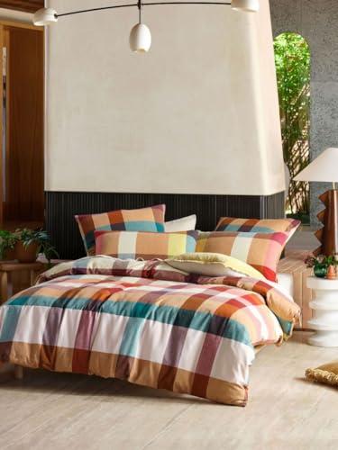 Linen House Eastwood Pecan Quilt Cover Set, Brown, Double Size